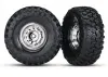 Traxxas Tires and wheels assembled glued (1.9 chrome wheels Canyon Trail 1.9 tires) (2)/ center caps (2)/ decal sheet (requires 8255A extended stub axle)