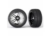 Traxxas Tires and wheels assembled glued (split-spoke black chrome wheels 1.9 Response tires) (extra wide rear) (2)