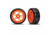 Traxxas Tires and wheels assembled glued (split-spoke orange wheels 1.9 Drift tires) (front)