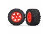 Traxxas Tires wheels assembled glued (orange wheels Talon EXT tires foam inserts) (2) (17mm splined) (TSM rated)