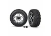 Traxxas Tires and wheels assembled glued (2.6 black satin chrome-plated Mercedes-Benz G 500 4x4 wheels 2.6 tires) (2)/ center caps (2) (requires 8255A extended stub axle)