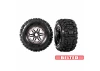 Traxxas Sledgehammer Belted Tyres Glued on Black Chrome 3.8 Wheels - 17mm Hex (2)