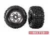 Traxxas Sledgehammer Belted Tyres Glued on Black Chrome 3.8 Wheels - 17mm Hex (2)