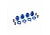 Traxxas Wheel hubs, splined, 17mm, short (blue-anodised) (4)/ wheel nuts, splined, 17mm (blue-anodised) (4)/ hub retainer M4 X 0.7 (4)/ axle pin (4) (for use with 9080 upgrade kit)