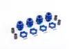 Traxxas Wheel hubs, splined, 17mm, short (blue-anodised) (4)/ wheel nuts, splined, 17mm (blue-anodised) (4)/ hub retainer M4 X 0.7 (4)/ axle pin (4) (for use with 9080 upgrade kit)