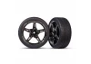 Traxxas Tyres and wheels, assembled, glued (split-spoke black chrome wheels, 19 Response Tyres) (front) (2)