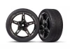 Traxxas Tyres and wheels, assembled, glued (split-spoke black chrome wheels, 19 Response Tyres) (front) (2)