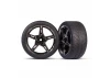Traxxas Tyres and wheels, assembled, glued (split-spoke black chrome wheels,19 Response Tyres) (extra wide, rear) (2)