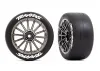 Traxxas Tyres and wheels, assembled, glued (multi-spoke black chrome wheels, 2.0 slick Tyres with Traxxas logo, foam inserts) (rear) (2) (VXL rated)