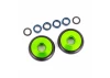 Traxxas Wheels, wheelie bar, 6061-T6 aluminium (green-anodised) (2)/ 5x8x2.5mm ball bearings (4)/ o-rings (2)/ 5x8x0.3mm TW (2)