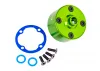 Traxxas Carrier, differential (aluminium, green-anodised)/ differential bushing/ ring gear gasket/ 3x10mm CCS (4)