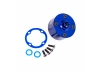 Traxxas Carrier, differential (aluminium, blue-anodised)/ differential bushing/ ring gear gasket/ 3x10mm CCS (4)