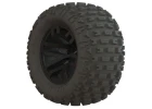 ARAC9632 Arrma DBoots Fortress MT Tyres Pre Glued on 2.8 14mm Hex Black Wheels (2)