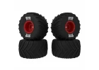 dBoots Chevron MT Tire Set Glued - Red (2 Pairs): GROM