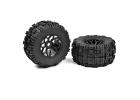Corally 3.8 Mud Claw Tyres Mounted on Black 17mm Hex Wheels (2)