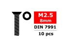 Corally Steel Screws M2. 5 X 8mm Hex Flat Head 10 Pcs