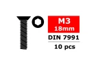 Corally Steel Screws M3 X 18mm Hex Flat Head 10 Pcs