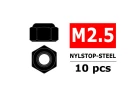 Corally Steel Nylstop Nut M2.5 Black Coated 10 Pcs