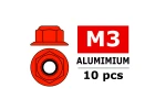 Corally Aluminium Nylsto P Nut M3 Flanged Red 10 PC