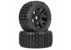 Duratrax Brutus 5.7 Monster Truck Tires Mounted on 24mm Hex Black Ripper Wheels (2)
