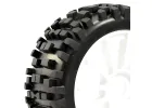 Fastrax Rock Block 1:8 Buggy Tyres Pre Mounted on White 12 Spoke Wheels (2)