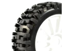Fastrax Rock Block 1:8 Buggy Tyres Pre Mounted on White 12 Spoke Wheels (2)