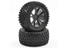 Fastrax Cuboid Buggy Tyres on Black Wheels - 1:10 Buggy Rear