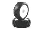 Fastrax 1:10 LP Stub Front Buggy Tyres Pre Mounted on White 12mm Hex Wheels (2)