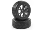 1:10 Pre Glued Buggy Tyres - 12mm Hex Black - Arrow Pattern - Front (2)