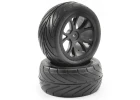 1:10 Pre Glued Buggy Tyres - 12mm Hex Black - Arrow Pattern - Rear (2)	