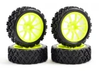 Fastrax 1:10 Rally Tyres on 10 Spoke Yellow Wheels (4)