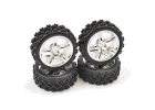 Rally Block Tyres Pre Glued on 1:10 Touring Car Chrome Wheels (4)
