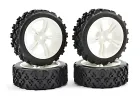 Rally Block Tyres Pre Glued on 1:10 Touring Car White Wheels (4)
