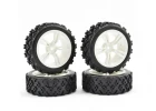 Rally Block Tyres Pre Glued on 1:10 Touring Car White Wheels (4)