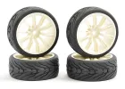 Fastrax 1:10 Street Treaded Tyres on 20 Spoke White Wheels (4)
