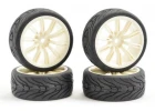 Fastrax 1:10 Street Treaded Tyres on 20 Spoke White Wheels (4)
