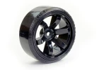 Fastrax 1:10 Street Drift Tyres Pre Mounted on 6-Spoke Black Wheels 12mm hex (6mm Offset) (4)