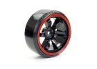 Fastrax 1:10 Street Drift Tyres Pre Mounted on 6-Spoke Black/Red Wheels 12mm hex (6mm Offset) (4)