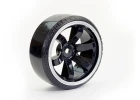 Fastrax 1:10 Street Drift Tyres Pre Mounted on 6-Spoke Black/White Wheels 12mm hex (6mm Offset) (4)