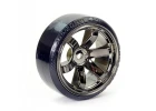 Fastrax 1:10 Street Drift Tyres Pre Mounted on 6-Spoke Grey Shadow Chrome Wheels (6mm Offset) 12mm hex (4)