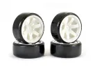 Fastrax 1:10 Street Drift Tyres Pre Mounted on 6-Spoke White Wheels 12mm hex (6mm Offset) (4)