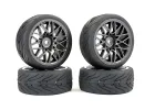Fastrax 1:10 Street Treaded Tyres on Star Gun Metal Wheels (4)