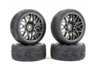 Fastrax 1:10 Street Treaded Tyres on Star Gun Metal Wheels (4)