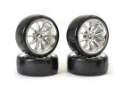 Fastrax 1:10 Drift Tyres on Chrome 10 Spoke Wheels (4)