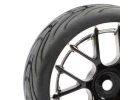 Fastrax 1:10 Street Tread Tyres Mounted on 14 Spoke Black/Chrome Wheels (4)
