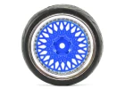 Fastrax 1:10 Street Tread Tyres on Classic Blue/Chrome Wheels (4)