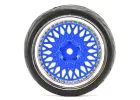 Fastrax 1:10 Street Tread Tyres on Classic Blue/Chrome Wheels (4)