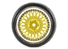 Fastrax 1:10 Street Tread Tyres on Classic Gold/Chrome Wheels (4)