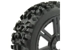 Fastrax 1:8 Maze Tyres Mounted on 8 Spoke Black Wheels (2)