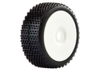 Fastrax 1:8 Cuboid Tyres Mounted on Dished White Wheels (2)